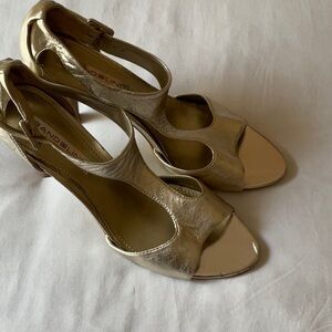 Silver leather heels